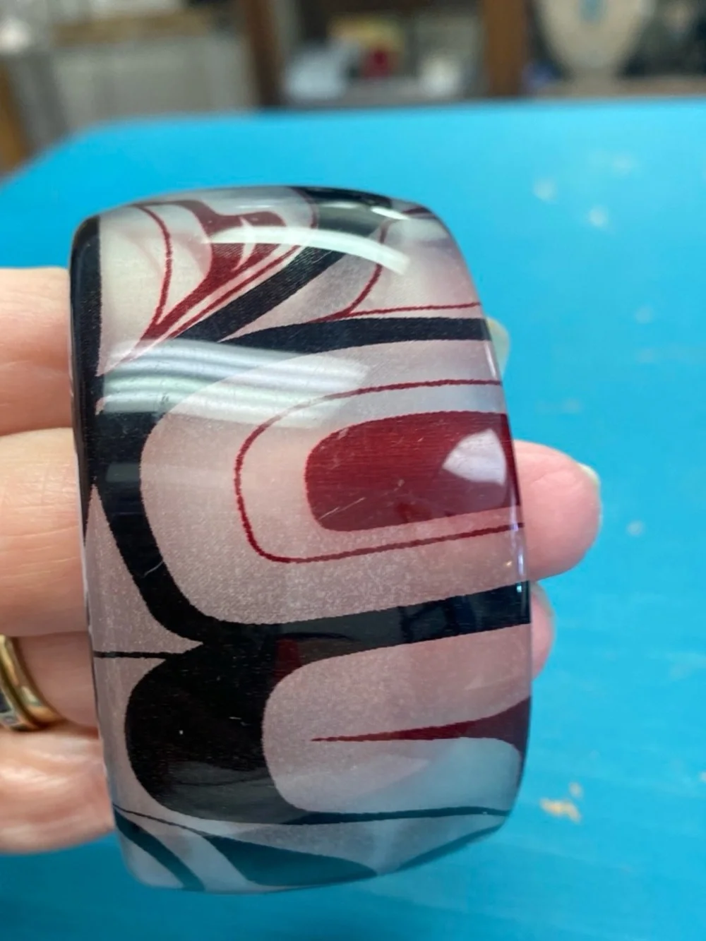Kelly Robinson Native arts. Acrylic silk Resin Bangle